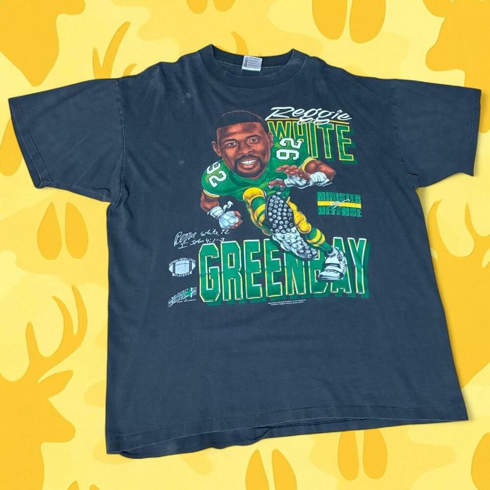 vintage reggie white green bay packers tee size xl